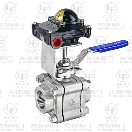 Threaded 3-Way Ball Valve with Direct Mounting Platform